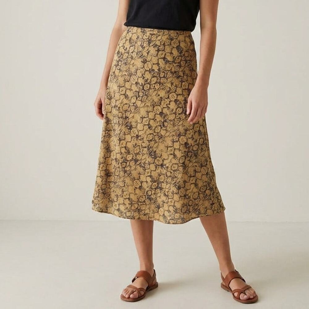 Anthropologie Current Air Harmony Metallic Snake Print Midi A-line Skirt, sz XS